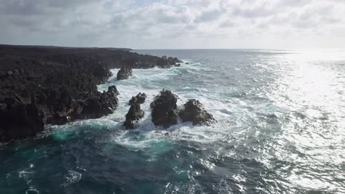 Waves Splash on Rocks