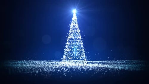 Sparkling Blue Christmas Tree Particle Animation