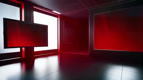 Futuristic Virtual Studio with Green Screen Displays for Broadcasts