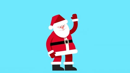 Flat Design Santa Claus Waving for Christmas Animation