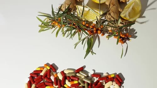 Pills and Natural Remedies Flat Lay