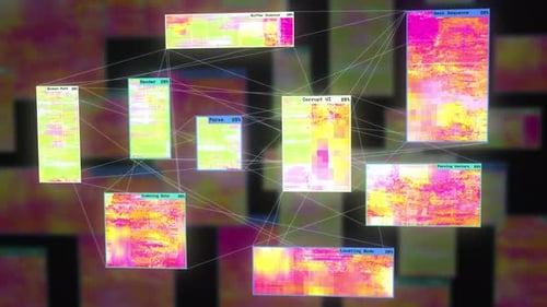 Glitchy Data Network Interface with Error Messages Animation