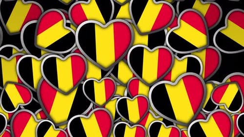 Animated Belgian Flag Hearts Seamless Loop Background