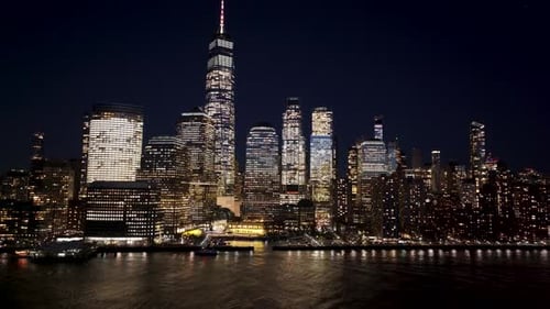Night Skyline of New York Skyline At Manhattan In New York United States.