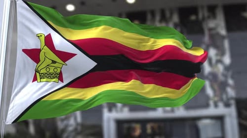 Zimbabwe National Flag Waving Realistic Animation