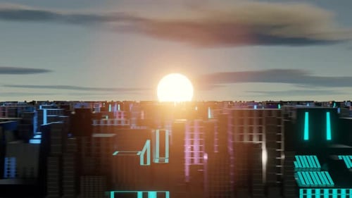 3d render futustictic city background, endless loop