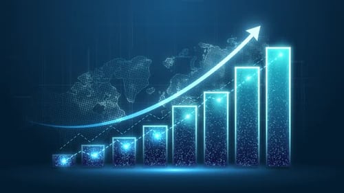 Futuristic Global Business Growth Bar Chart Animation