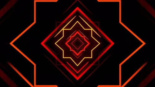 Red And Orange Neon Tunnel With Geometric Strobe Shapes Background Vj Loop In 4K