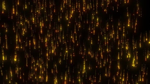 Golden Stars Falling On Black Background. Glowing Glitter Particle Falling. Shining White Stars Fall