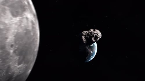 Asteroid Orbiting Earth and Moon in Deep Space