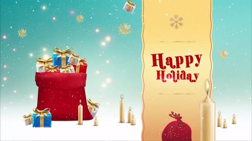 Christmas Gift Gold Banner Happy Holiday Looped