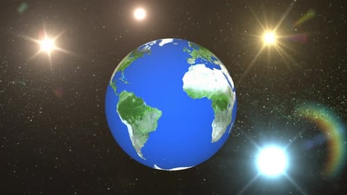 View of Planet Earth Rotating from Outer Space, View on Sun Revolving around Earth. 1641