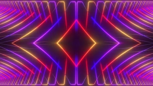Dynamic neon light tunnel abstract background for futuristic design projects