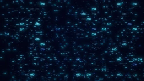 Binary Number Animation. Binary Computer Code Animated Glowing Number Moving Randomly