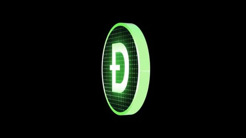 Glowing Green Cryptocurrency Coin 3D Rotation Animation
