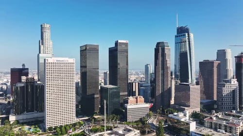 Downtown Los Angeles Aerial Scene LA Skyline From Above Aerial Panorama of Los Angeles City of LA