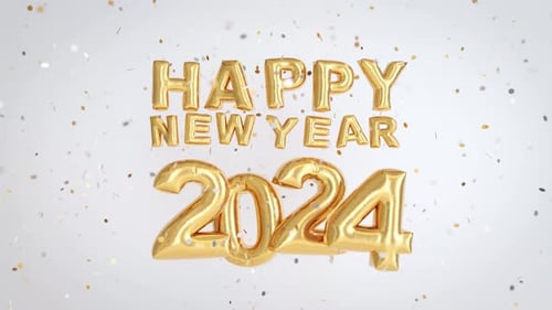 Golden Balloon Happy New Year 2024 Title Animation