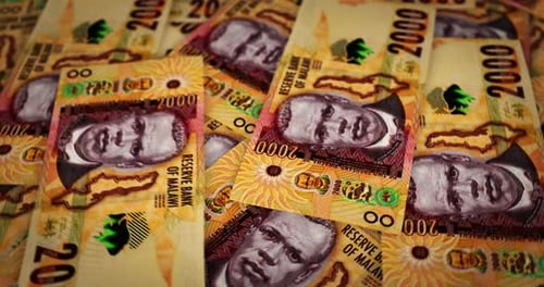 Malawi Kwacha growing pile of money seamless loop