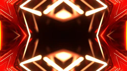 Red And Orange Motion Light Blurred Symmetrical Neon Background Vj Loop In 4K