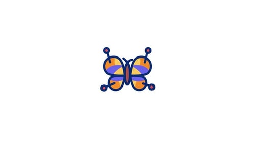 Simple Animated Flat Design Butterfly Icon