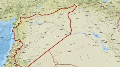 Animated Map Zoom of Syria and Middle East Region