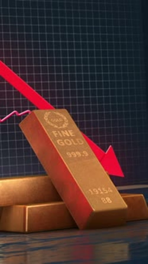 Gold Price Decline Red Arrow Vertical