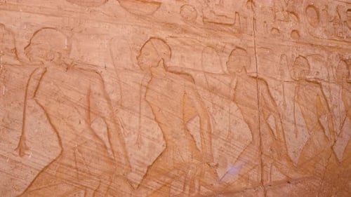 Relief sculpture depicting Ancient Egyptian Battle Pharaoh Ramses war captives