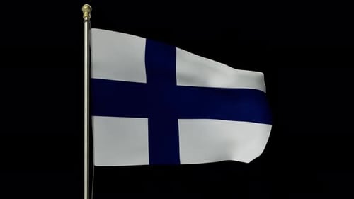 Finland Flag Waving on Alpha Channel