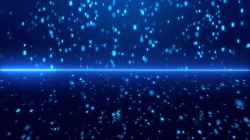 Dynamic Data Rainfall: Neon Blue Particles in a Cyber Space with Elegant Motion