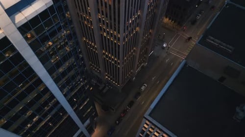 Top View of Skyscrapers at Night in Downtown Halifax Canada