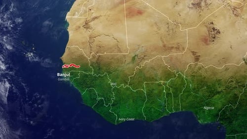 The Gambia Highlighted on World Map Title Animation