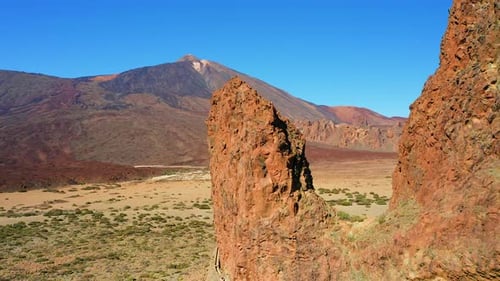 Volcanic Rock in Vast World Heritage Park with Volcano Teide on Tenerife Canary Islands Spain