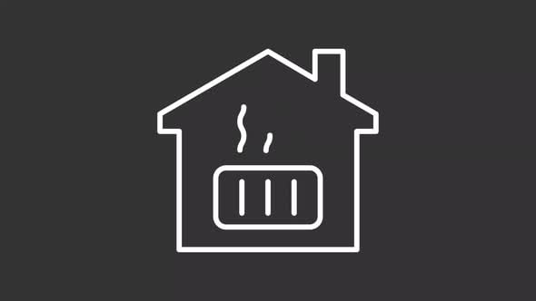 Animated Home Heating System Line Icon, Elements Motion Graphics ft ...