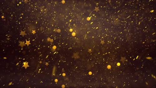 Golden Sparkling Star Confetti Falling Particles Motion Background