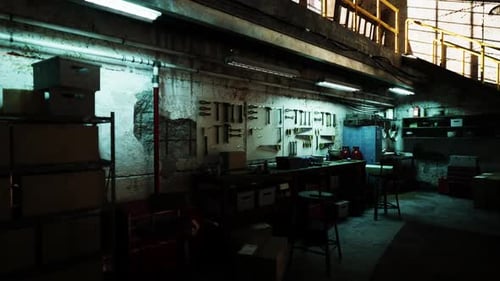 Dimly Lit Room With Tables and Chairs