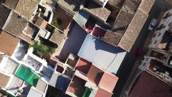 Flying over the Spanish rooftops of a Spanish Town , Buildings Stock ...