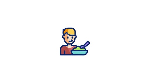 Animated Icon of Person Eating a Meal