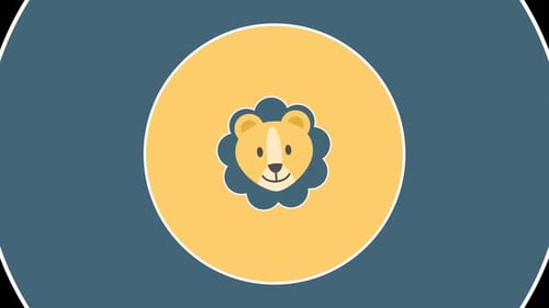 Cartoon lion Animal Transition with alpha channel. 4K