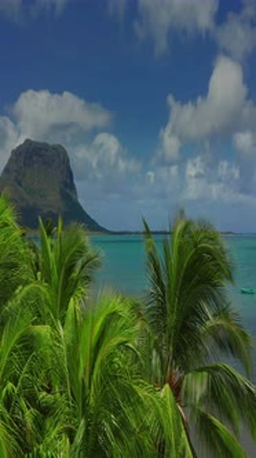 Beautiful Lagoon Mauritius Island Aerial View of an Underwater Waterfall in the Indian Ocean Drone