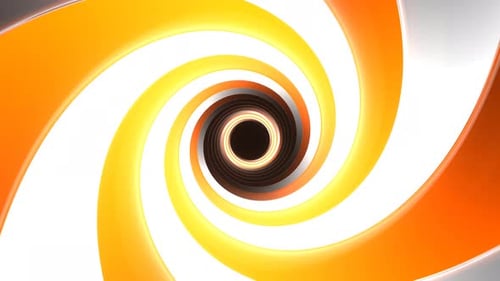 Orange And White Neon Light Moves In Spiral Background Vj Loop In 4K