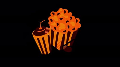 Animated Flat Design Popcorn and Soda Snacks