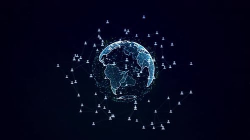 Future de la technologie Cyber Space Globe, matrice numérique, environnement cyberspatial, arrière-plan bleu numérique