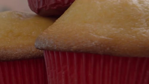 stacked muffins with red liners