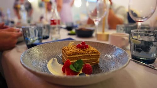 Close Up Of Cake With Berries On Plate