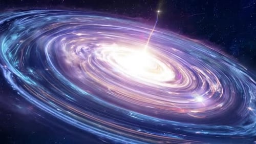 Rotating Galaxy Core with Bright Light and Swirling Arms