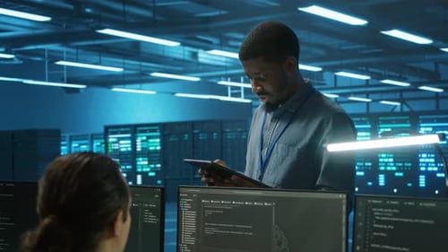 IT Specialist in Server Farm Ensuring Valuable Data Remains Shielded