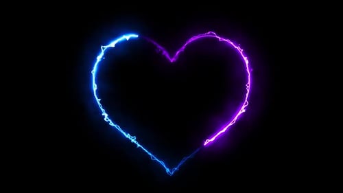 Neon Electric Glowing Heart Outline Loop