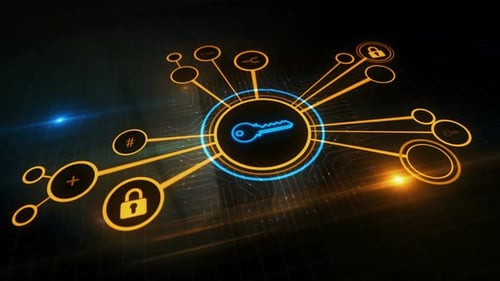 Cyber security with key symbol 3d digital concept