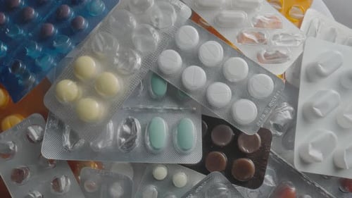 Top View on Rotating Blister Pack with Pills and Tablets
