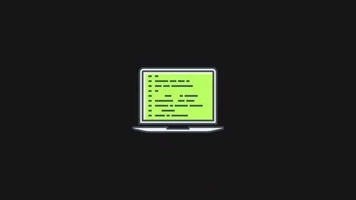 Animated Flat Design Laptop Coding Icon